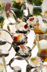 Italian fresh buffet with salmon and strawberry