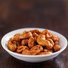 spicy mexican cashews in bowl