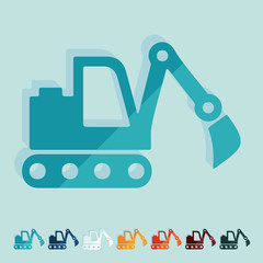 Flat design: excavator
