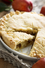 Apple pie with raisins and brandy