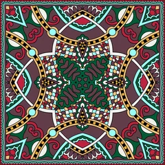 Gordijnen Traditional ornamental floral paisley bandanna. You can use this © Kara-Kotsya