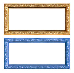 set glod and blue frame isolated on white background , clipping