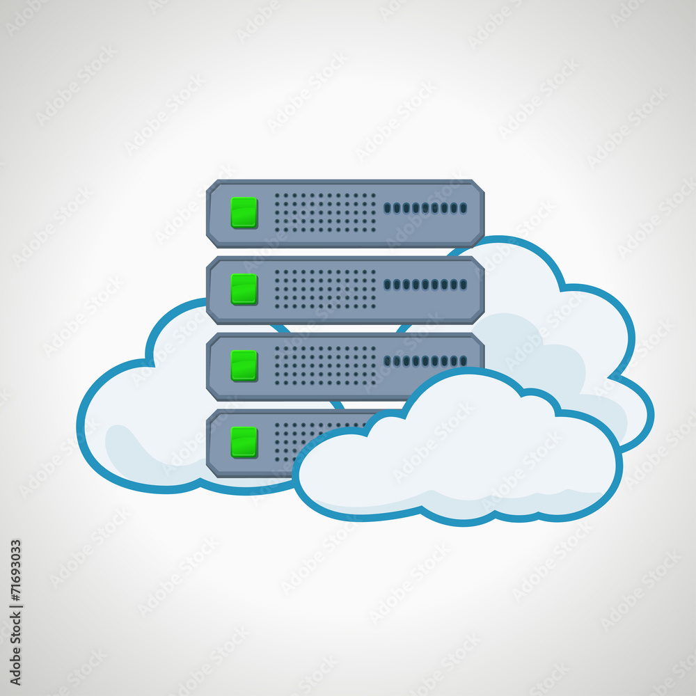 Wall mural cloud technologies. computer icon server. design element
