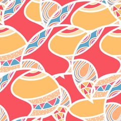 Seamless ethnic doodle bright floral pattern.Vector illustratio