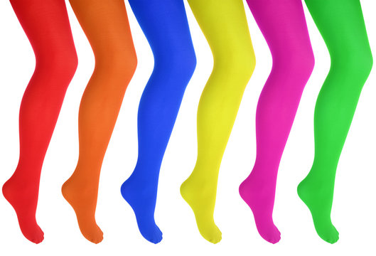 Women's legs in colorful tights