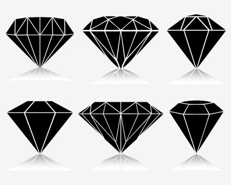 Set of different diamond, vector illustration