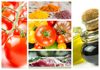 colorful collage with cooking ingredients