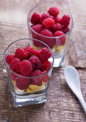 Dessert with raspberry