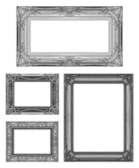 set 4 of Vintage gray frame with blank space, clipping path