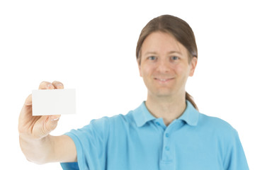 Man holding a business card