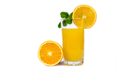 Half of orange and juice