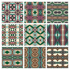 set of different seamless colored vintage geometric pattern, tex