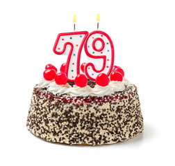 Geburtstagstorte mit brennender Kerze Nummer 79