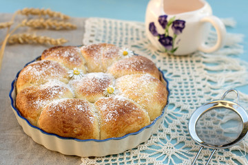 Sweet buns brioches with filling