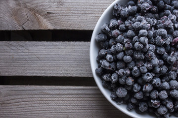 Frozen blueberrys on a porslin plate