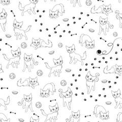 Cartoon cats seamless pattern