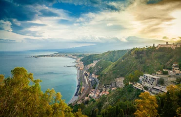 Foto op Canvas view of Etna from the town Taormina © Anna Lurye