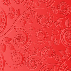 red background with floral ornaments