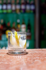 Glass of peach mojito