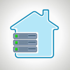 colocation Cloud technologies. Computer icon server. design