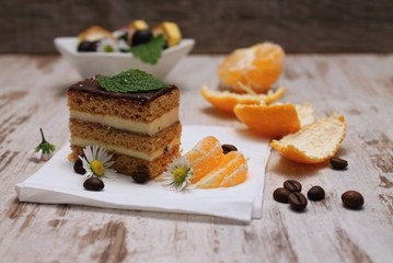 Chocolate dessert with fruit