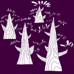 Trees Over Purple Background