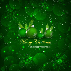 Christmas greeting card, christmas balls and pine needles © ftotti1984