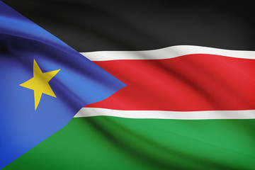 Flag blowing in the wind series - South Sudan