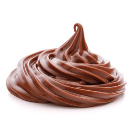 Chocolate cream swirl isolated on white background cutout