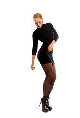 woman in black dress