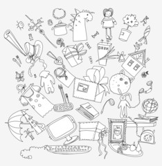 Presents and toys doodle, Kids dreams