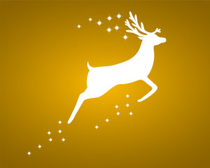 Reindeer with stars on gold background