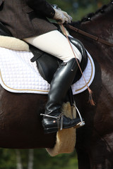 Close up of rider during dressage competition