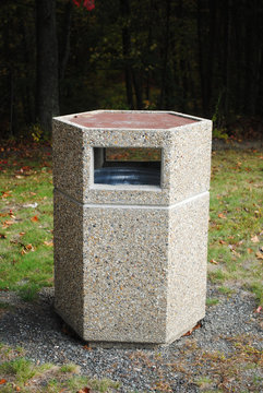 Stone Garbage Container in a Public Park
