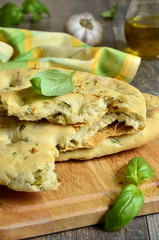 Basil and garlic focaccia.