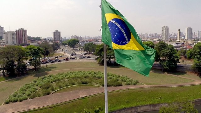 Brazil flag waving in the wind