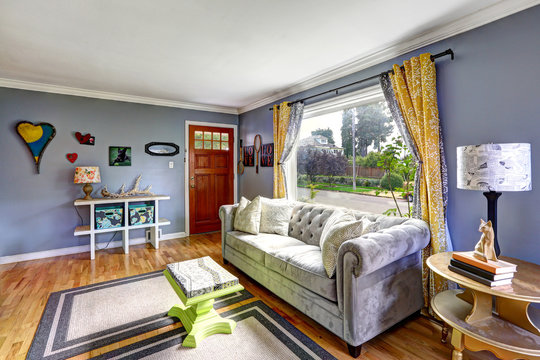 Living room interior with big window