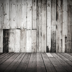 Empty white grungy wooden interior background texture