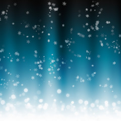 Winter background with blue polar lights