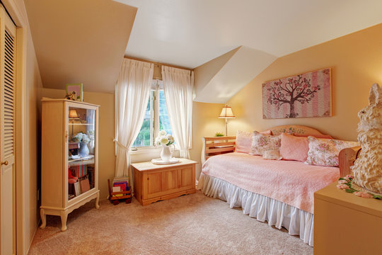 Romantic bedroom interior in soft tones