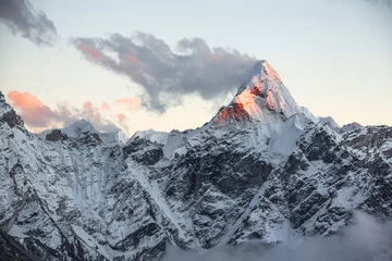 Washable wall murals Ama Dablam First rays of the rising sun on the top of Ama Dablam peak