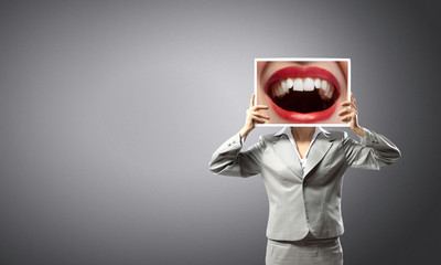 Woman showing photo