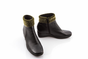 Black Fluffy woolly warm boots.