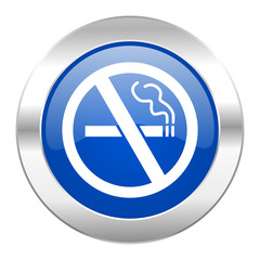 no smoking blue circle chrome web icon isolated