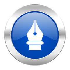 pen blue circle chrome web icon isolated