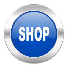 shop blue circle chrome web icon isolated