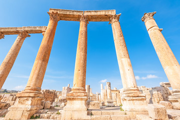 Fototapeta premium Ruins of Gerasa in the ancient Jordanian city of Jerash, Jordan