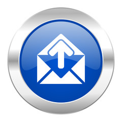 email blue circle chrome web icon isolated