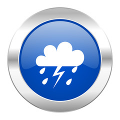 storm blue circle chrome web icon isolated