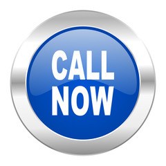 call now blue circle chrome web icon isolated